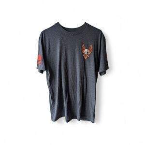 Grunt Style Charcoal T-Shirt with Skull Graphic